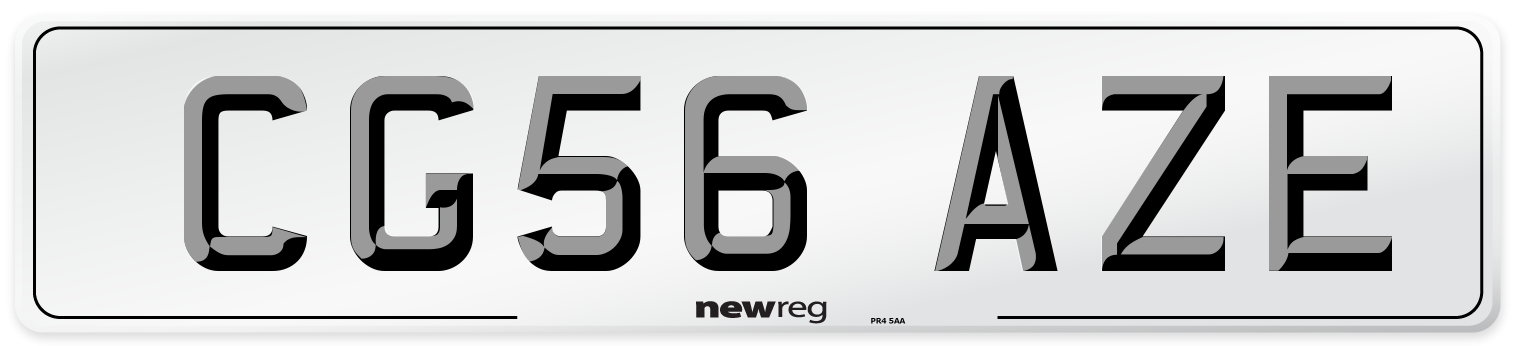 CG56 AZE Number Plate from New Reg